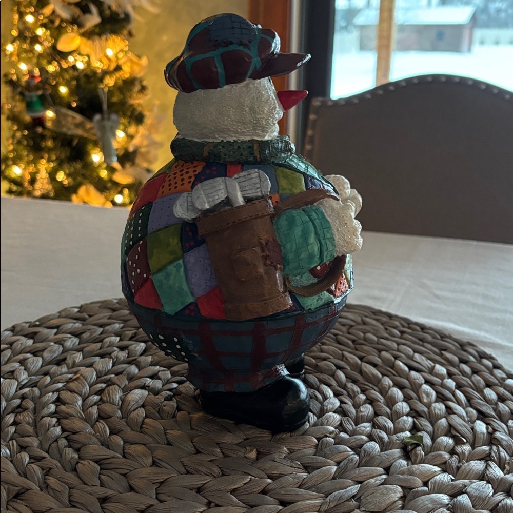 Festive Golfer Snowman Figurine - Picture 2 of 5
